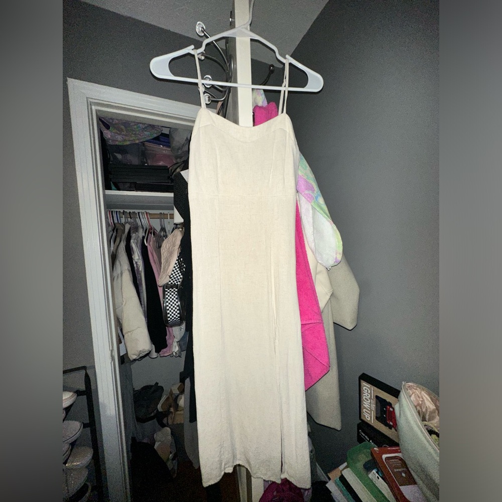 Beige linen material dress from Altr’d state